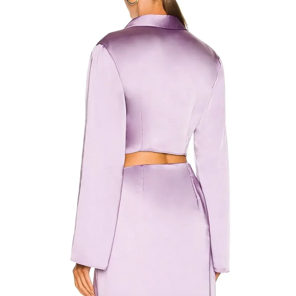 L'academie Franca Top Purple Satin Blouse Size XL - Picture 5 of 9